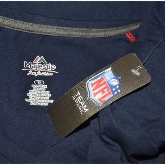 NWT Majestic Womens NFL Houston Texans Long Sleeve T-Shirt Top Size 3X V-Neck - Picture 7 of 9